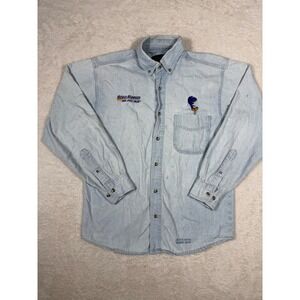 Harvard Square Road Runner Denim Shirt Mens Small Light Wash 2000 Warner Bros
